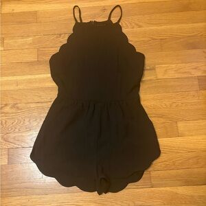 Aqua Elegant Black Scalloped Romper